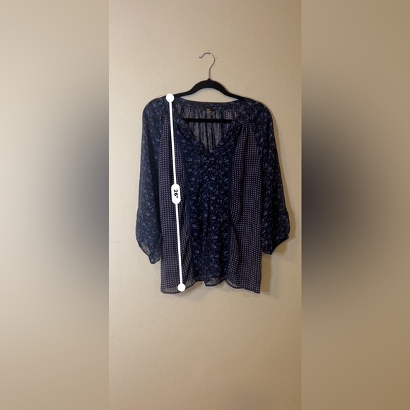 Milano Blue Printed Sheer Blouse - Picture 6 of 7